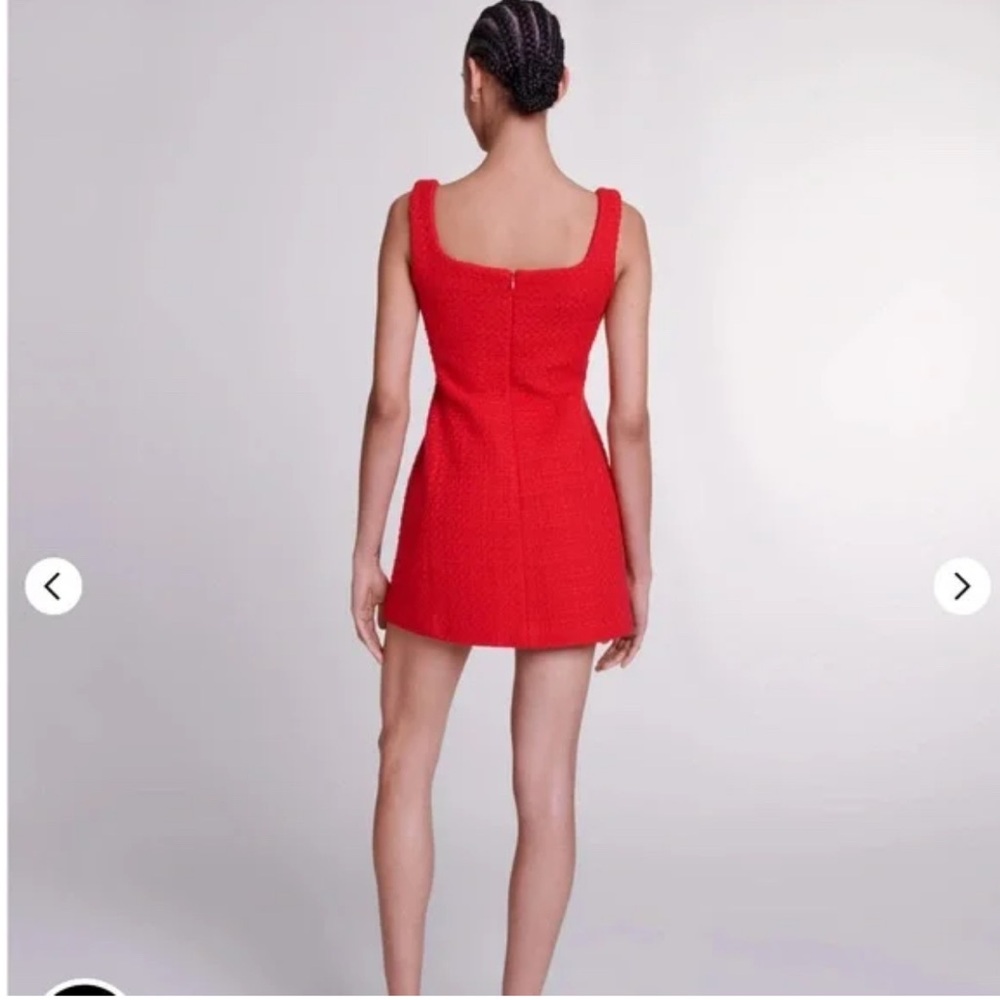 Maje RIBALA Tweed Red Mini Dress size 36